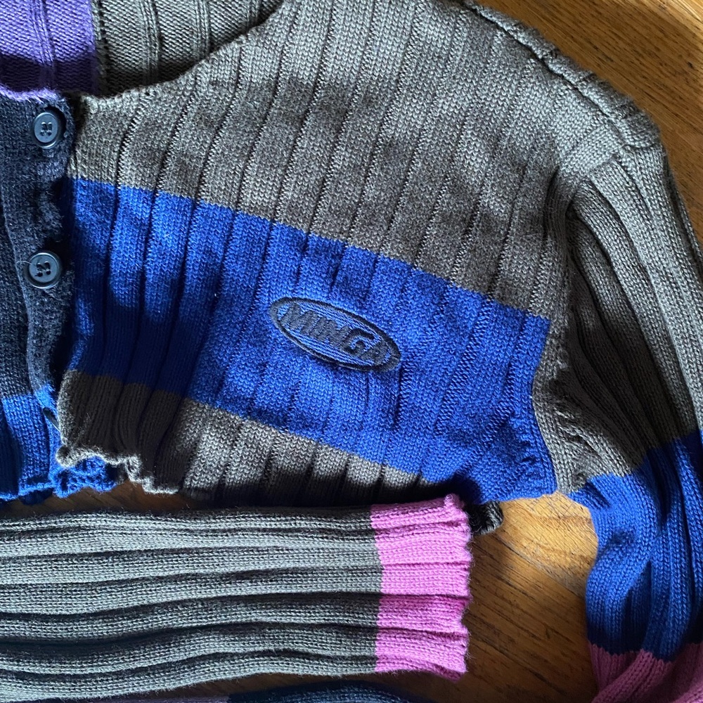 Minga London Striped Women's Cropped Sweater/shrug - Picture 2 of 3